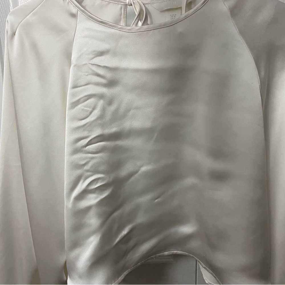 H&M balloon sleeve satin top.